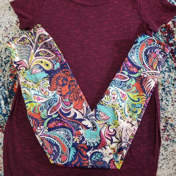 Tropical Paisley Print Boho Multi-Color Leggings - Picture 6 of 8